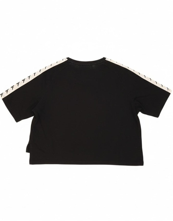 KAPPA Womens Crop Graphic T-Shirt Top UK 14 Medium Black