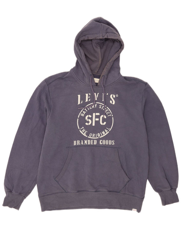 Levi's Jersey con capucha y ajuste estándar para hombre, tamaño grande, algodón azul marino