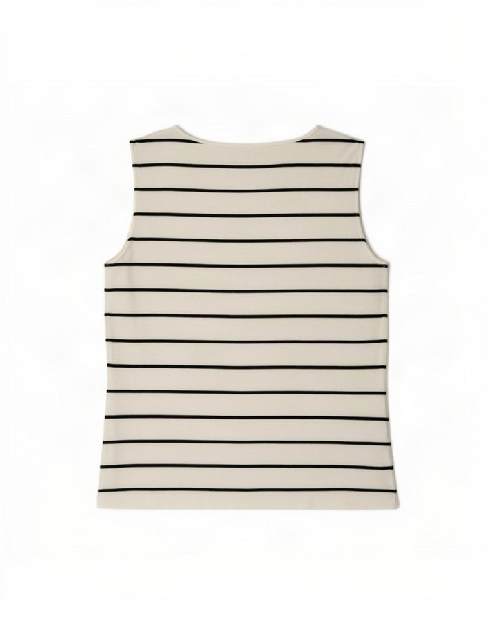 Belfe Chaleco para mujer Top UK 12 Algodón de rayas blancas medianas