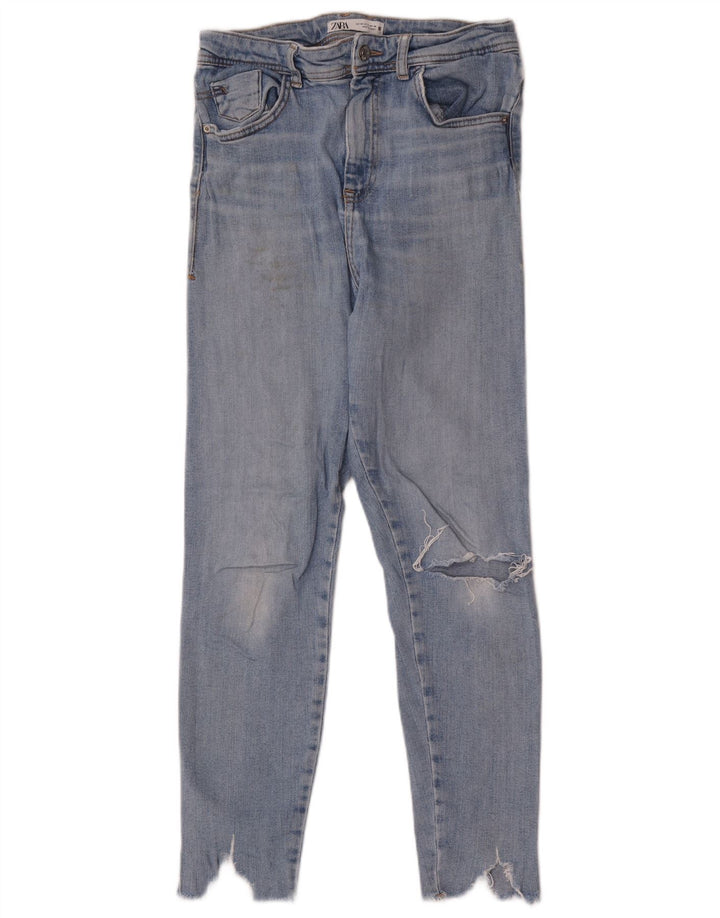 Zara Jeans Ajustados Desgastados para Mujer EU 40 Medium W30 L28 Azul