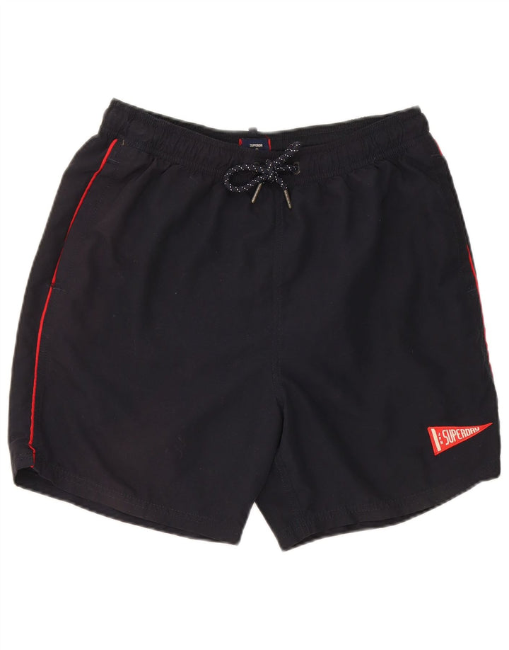 Superdry Pantalones cortos deportivos para hombre, tamaño grande, poliéster negro