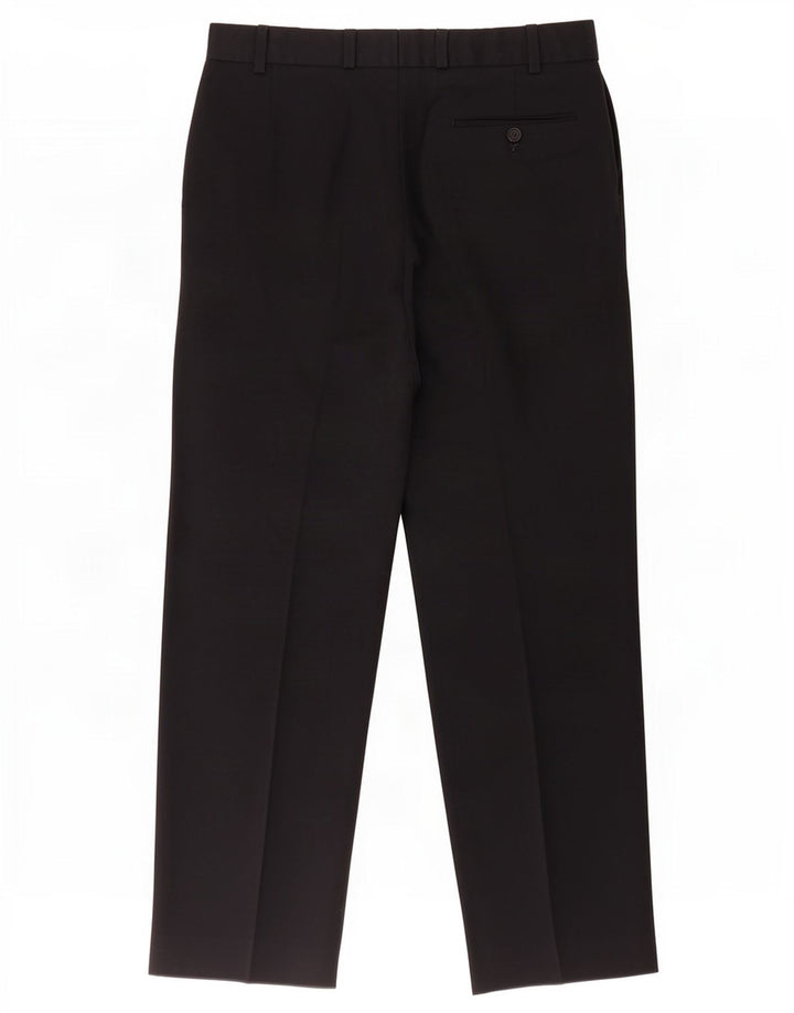 Marks & Spencer Pantalón de traje con pinzas para hombre W36 L31 Poliéster azul marino