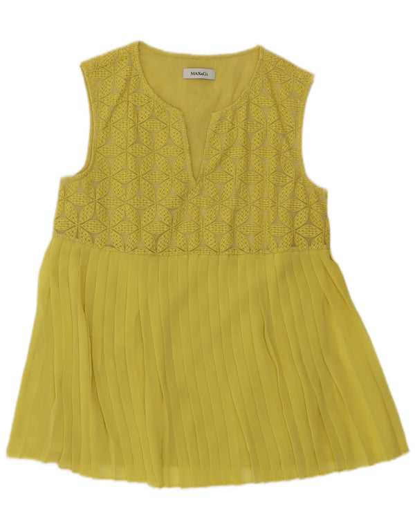 Max & Co. Blusa sin mangas para mujer UK 10 Small Yellow Floral