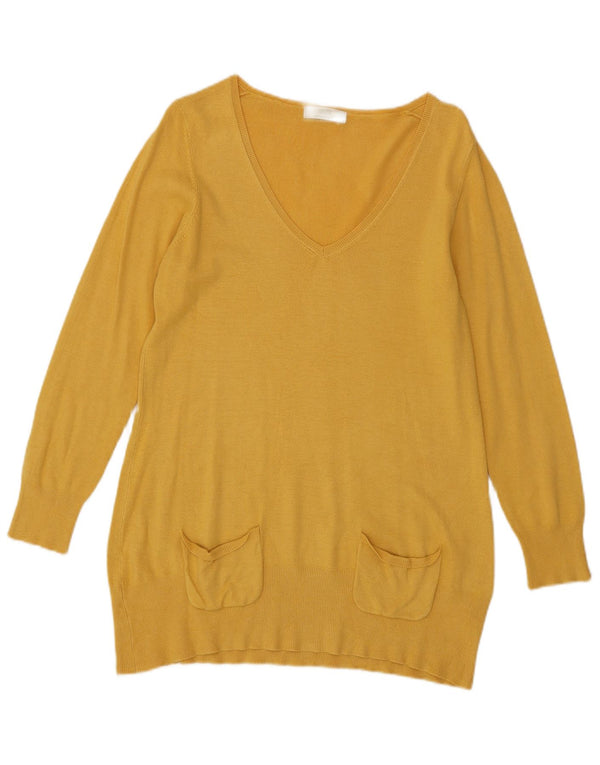 Marks & Spencer Jersey con cuello en V para mujer UK 44 Viscosa amarilla mediana