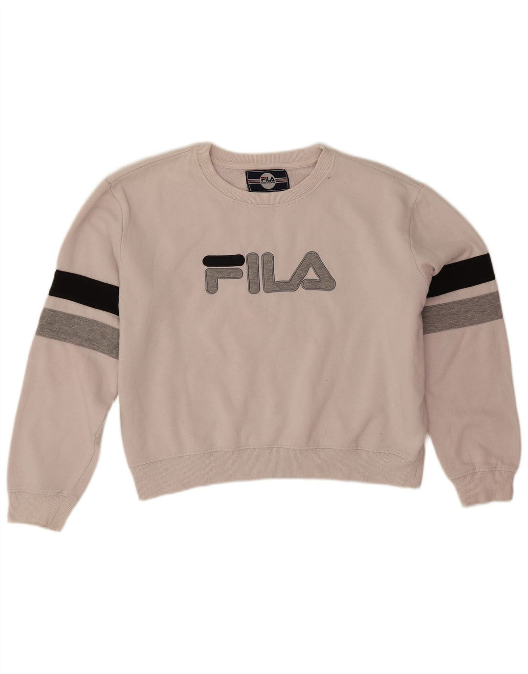 Fila Mujer Oversize Crop Sudadera Jumper UK 16 Large Off White