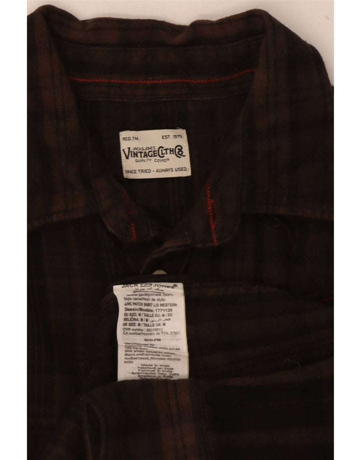 Jack & Jones Hombre Camisa De Franela De Algodón A Cuadros Marrón Medio