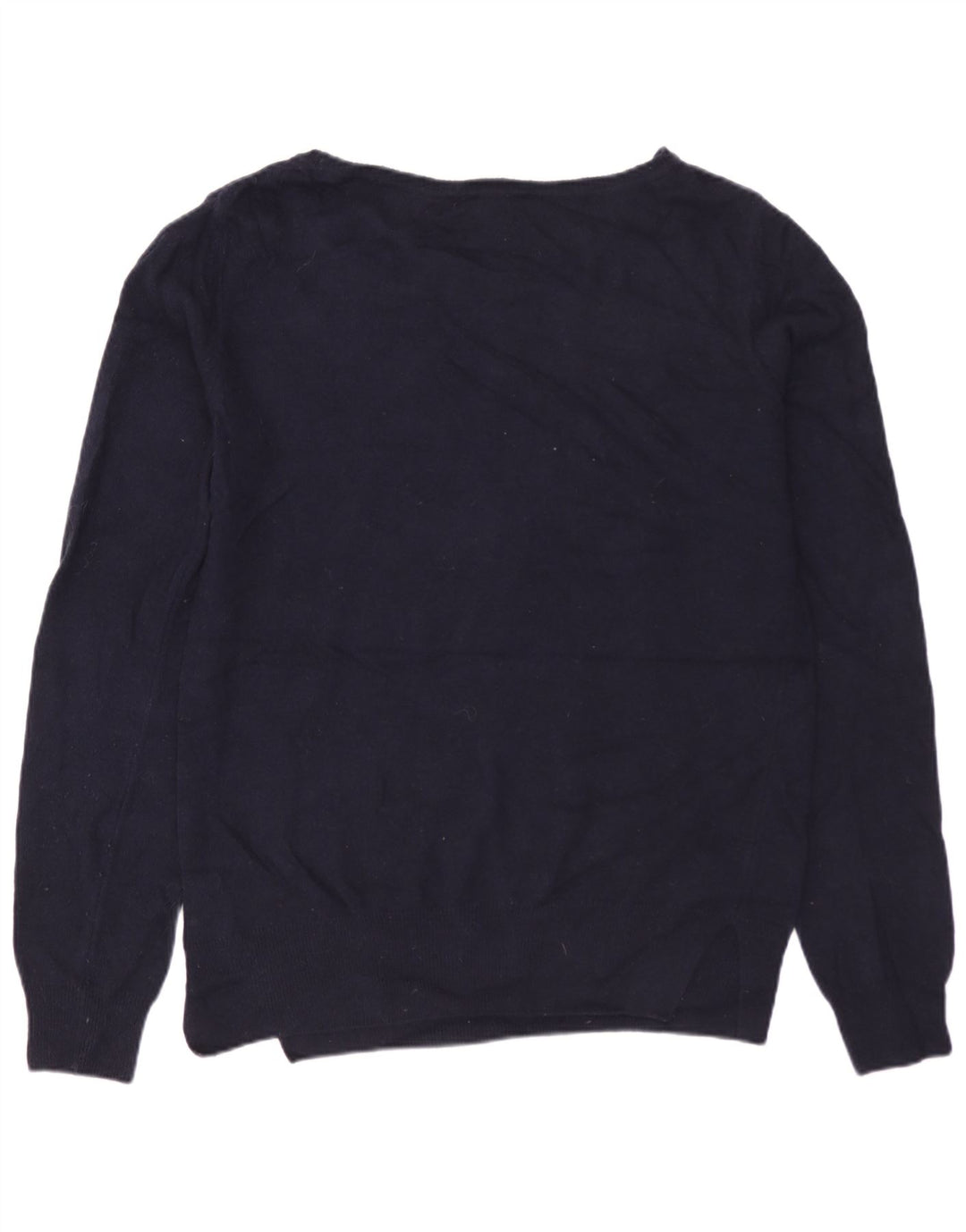 BARBOUR Suéter gráfico para mujer con cuello barco UK 10 Small Navy Blue Wool