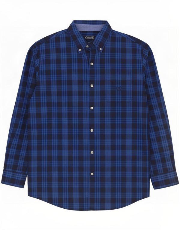 Chaps Camisa de fácil cuidado para hombre de algodón a cuadros azul marino grande