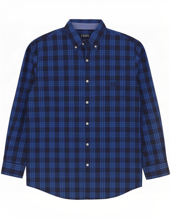 Chaps Camisa de fácil cuidado para hombre de algodón a cuadros azul marino grande