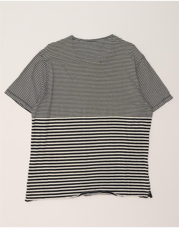 MASSIMO DUTTI Camiseta Casual Fit Mujer Top UK 20 2XL Algodón A Rayas Negro