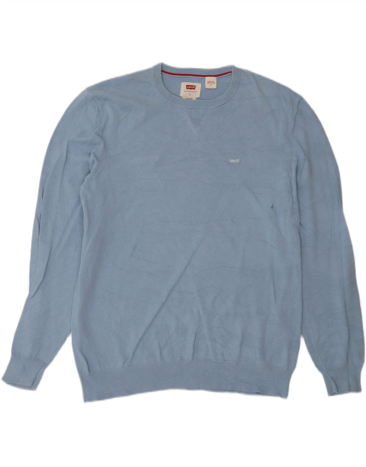 Levi's Jersey con cuello redondo para hombre, talla grande, algodón azul