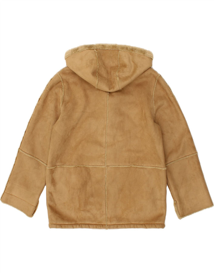 VINTAGE Womens Hooded Sherpa Jacket UK 16 Large  Beige Polyester Vintage Vintage and Second-Hand Vintage from Messina Hembry 