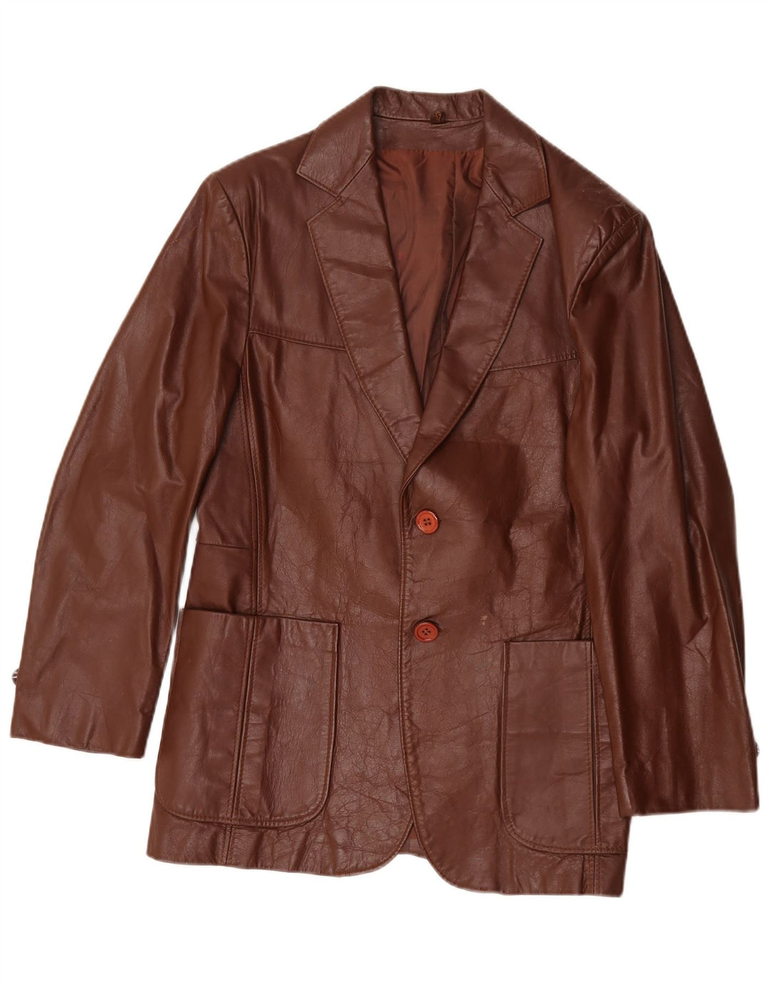 Jean Pierre Chaqueta Blazer de Cuero con 2 Botones para Hombre UK 38 Marrón Medio