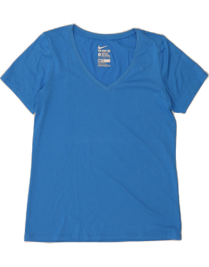 NIKE Womens Athletic Cut T-Shirt Top UK 16 Large Blue Vintage Nike and Second-Hand Nike from Messina Hembry 