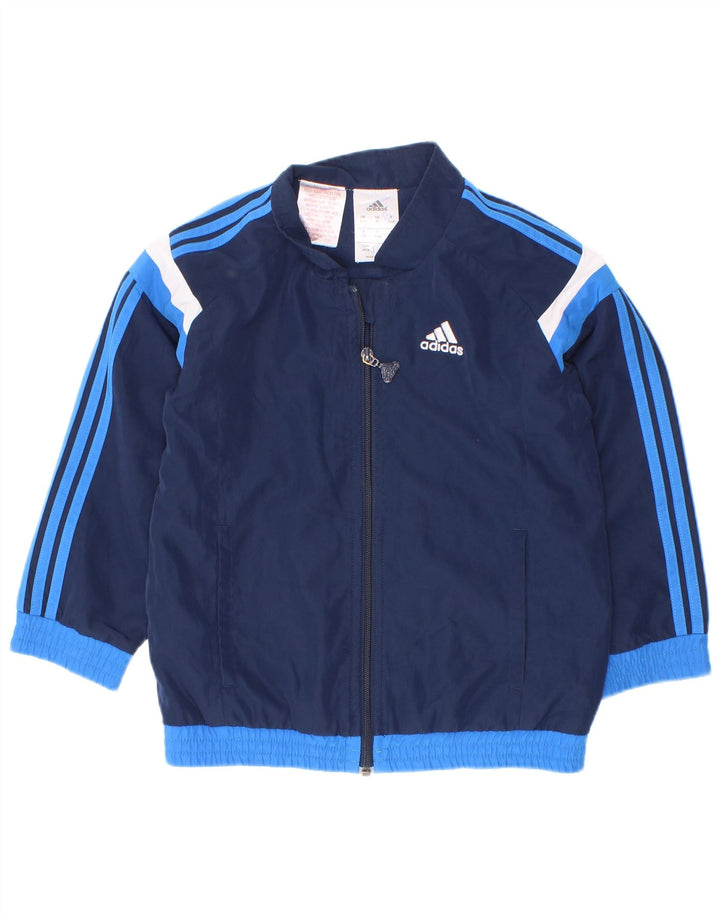 Adidas - Chaqueta de chándal para niño, 3-4 años, color azul marino, poliéster