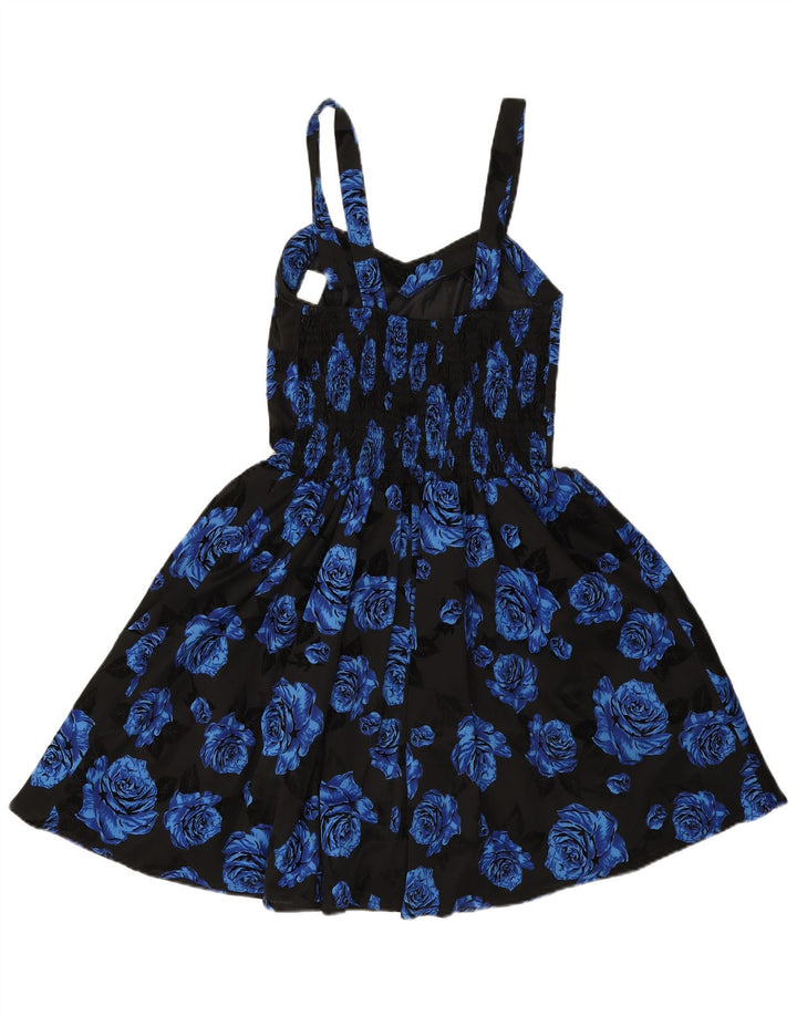 Vintage mujer sin mangas princesa vestido IT 42 medio negro floral