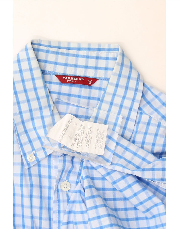 Camisa Carrera Hombre Algodón Cuadros Azul Medio
