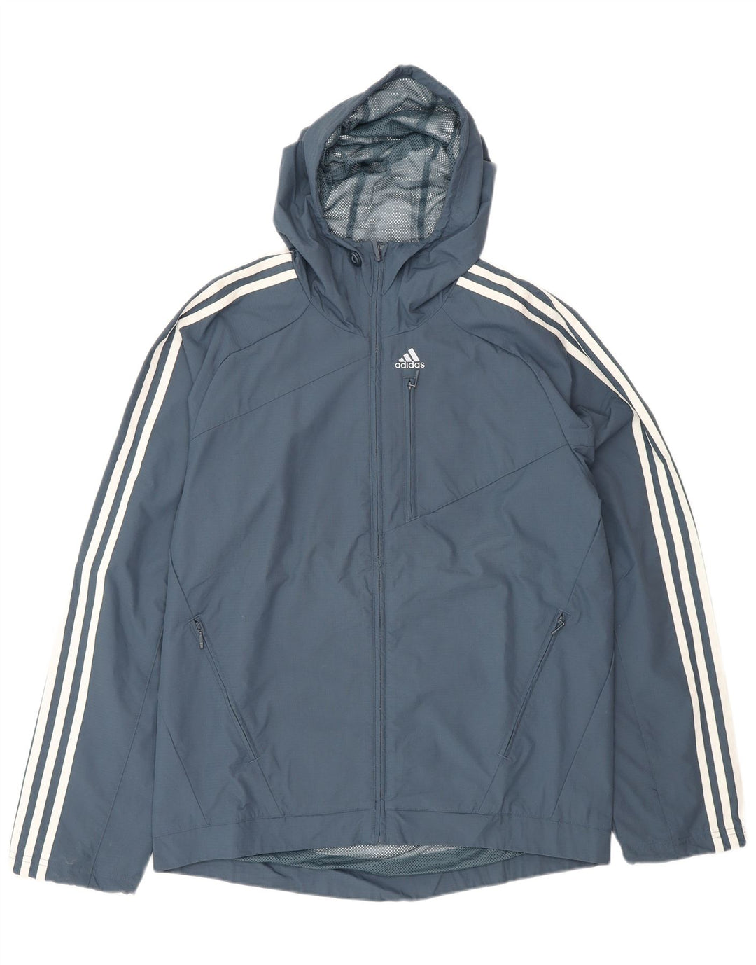 Adidas Chaqueta impermeable con capucha para hombre UK 36 Small Azul marino Poliamida