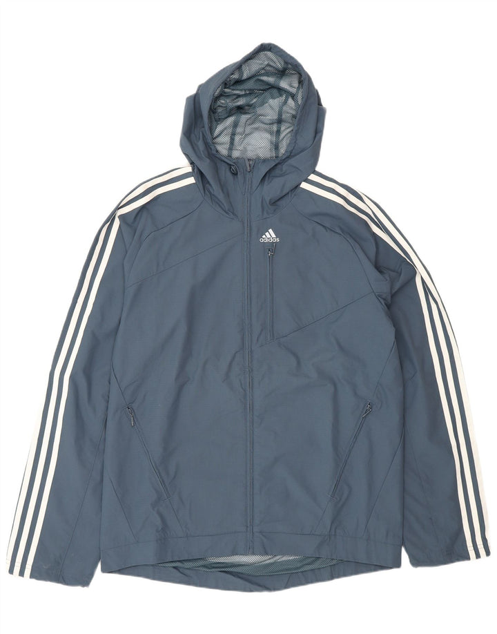 Adidas Chaqueta impermeable con capucha para hombre UK 36 Small Azul marino Poliamida