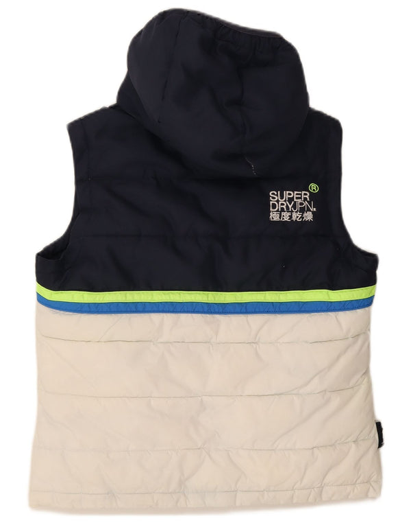 Superdry Mujer Chaleco Acolchado Con Capucha UK 46 Large Azul Marino Colorblock