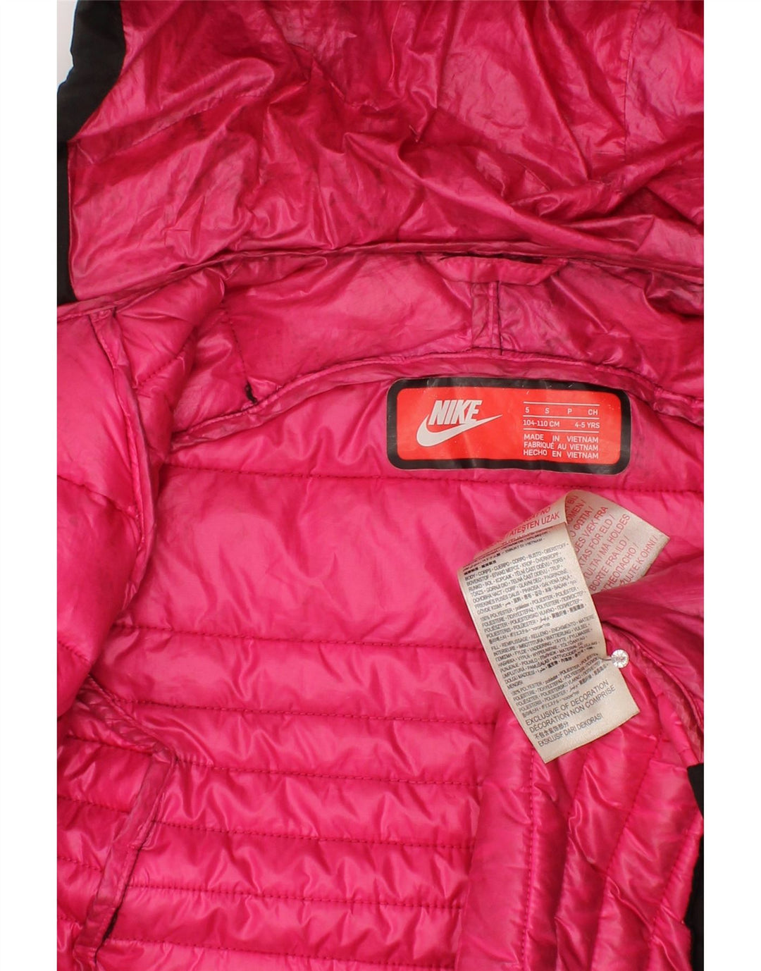 Nike Abrigo acolchado con capucha para niñas 4-5 años Pequeño Negro Poliéster