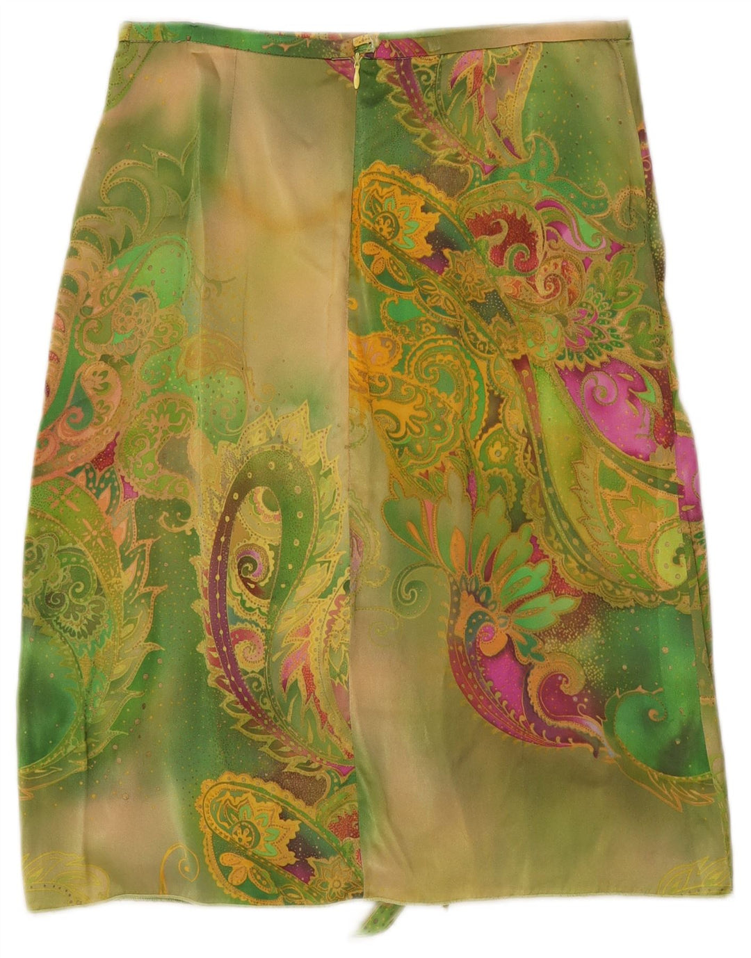 Vintage mujer A-Line falda W30 verde medio Paisley