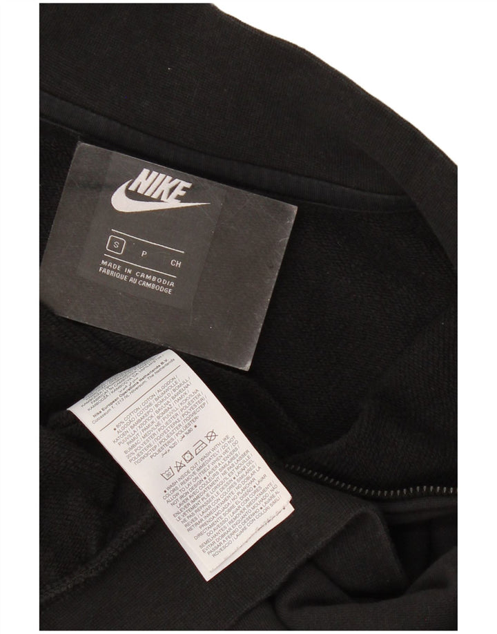 Nike Mujer Oversize Crop Zip Neck Sudadera Jumper UK 10 Small Negro
