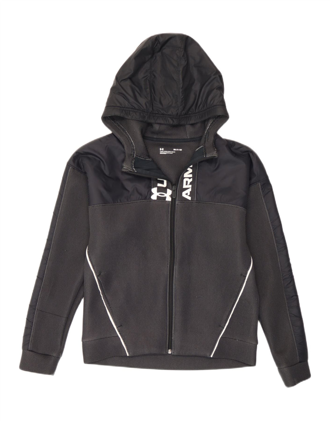 Under Armour Sudadera con capucha y cremallera gráfica para hombre, poliéster moteado negro pequeño