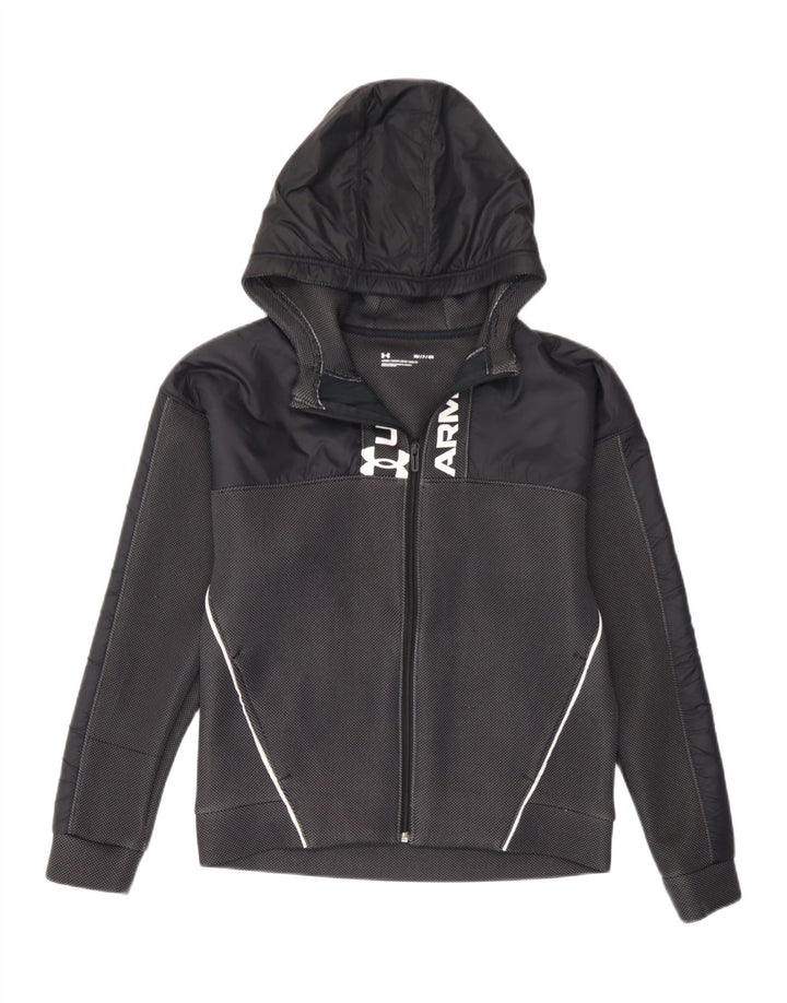Under Armour Sudadera con capucha y cremallera gráfica para hombre, poliéster moteado negro pequeño