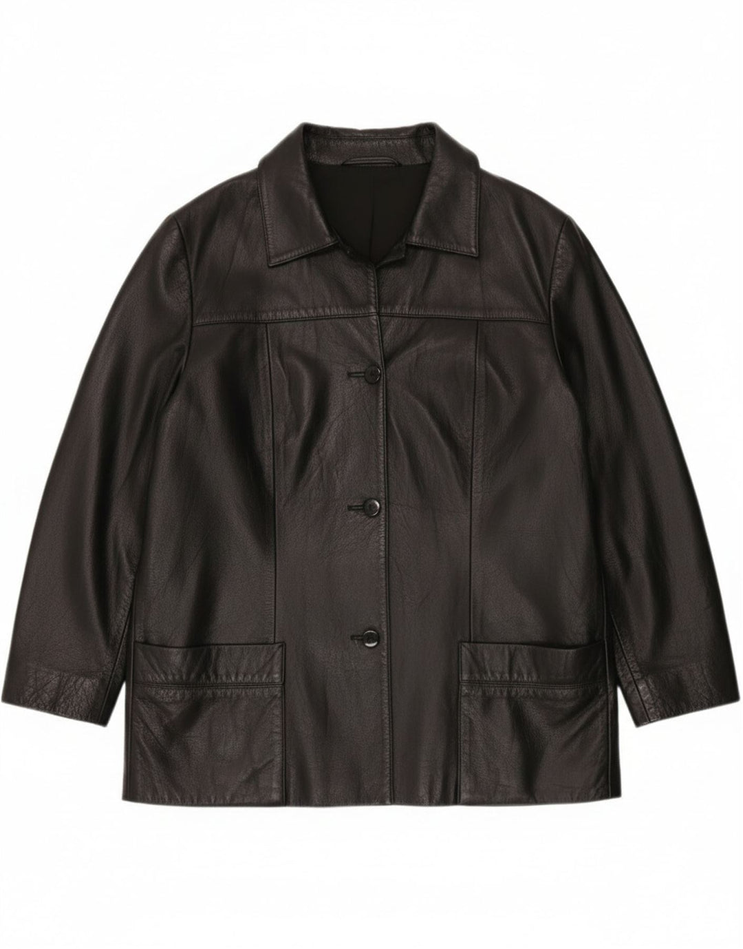 Vintage mujer chaqueta de cuero EU 42 grande negro