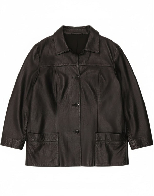 Vintage mujer chaqueta de cuero EU 42 grande negro