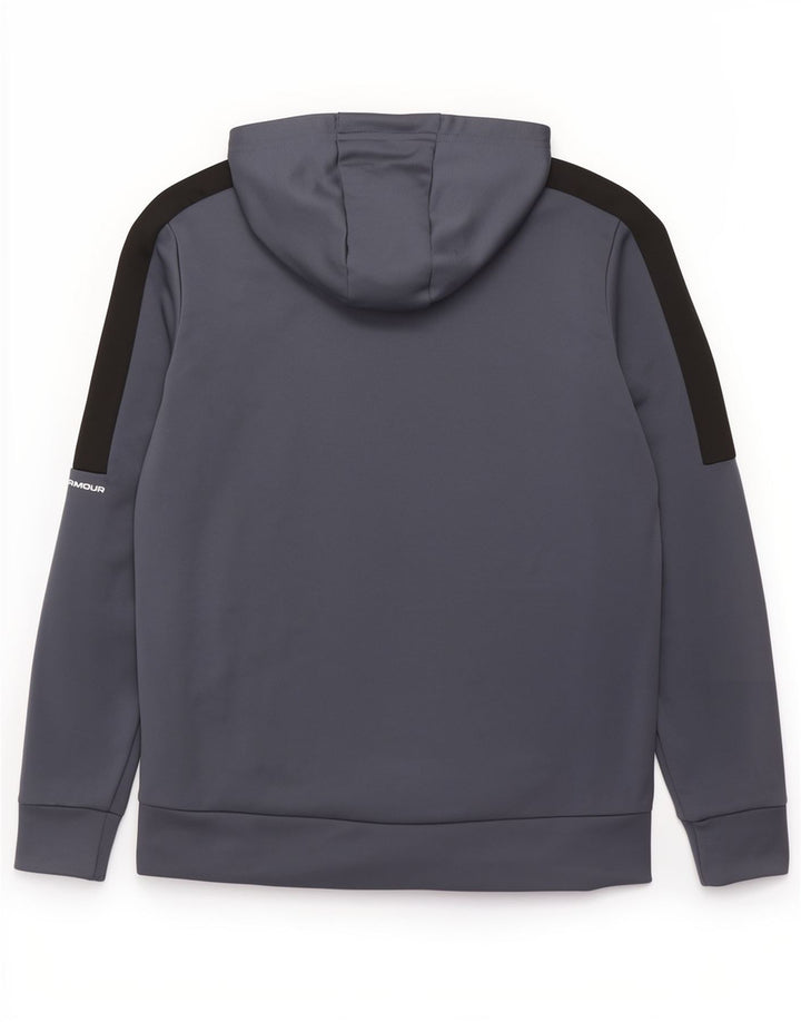 Under Armour Sudadera con capucha y cremallera para hombre, talla pequeña, poliéster azul