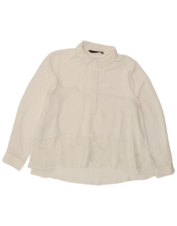 Zara Polo Manga Larga Mujer UK 40 XL Blanco
