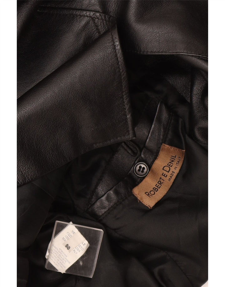 Vintage hombres 3 botones cuero Blazer chaqueta IT 50 cuero negro grande