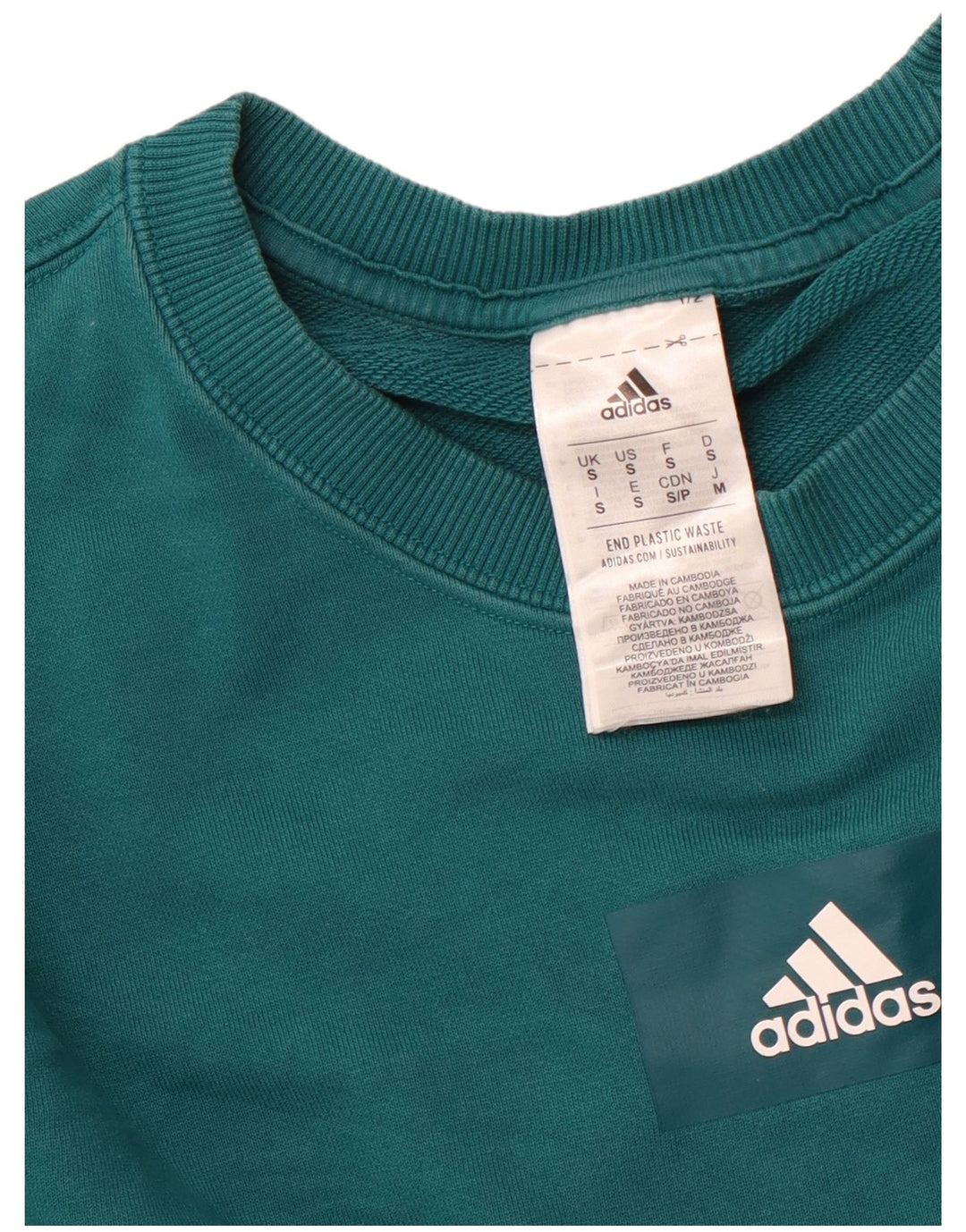ADIDAS Hombre Sudadera Jumper Pequeño Algodón Verde