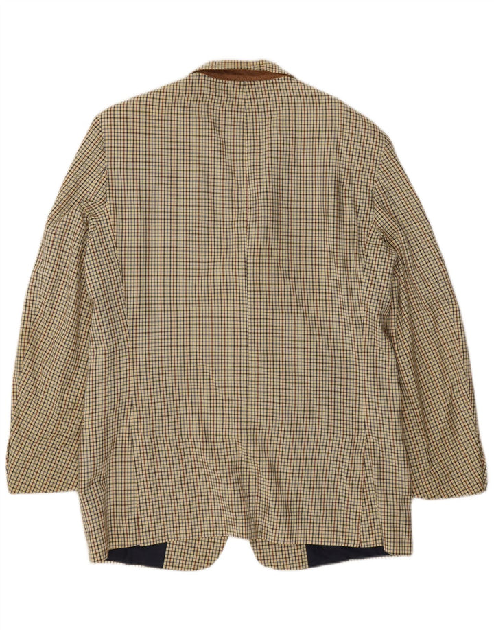 Stefanel Chaqueta tipo blazer de 3 botones para hombre UK 38 Medium Beige Check