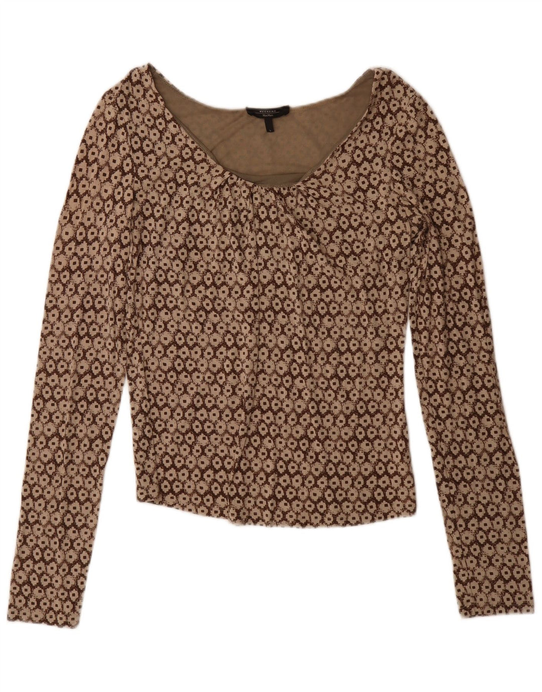Max Mara Blusa de manga larga de fin de semana para mujer UK 44 Grande Marrón Geométrico