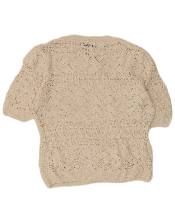 Zara Blusa Corta De Ganchillo Para Mujer Top UK 12 Medio Off White Poliéster