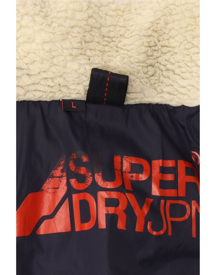 Superdry Chaqueta Acolchada Con Gráfico Para Hombre UK 40 Large Nylon Azul Marino