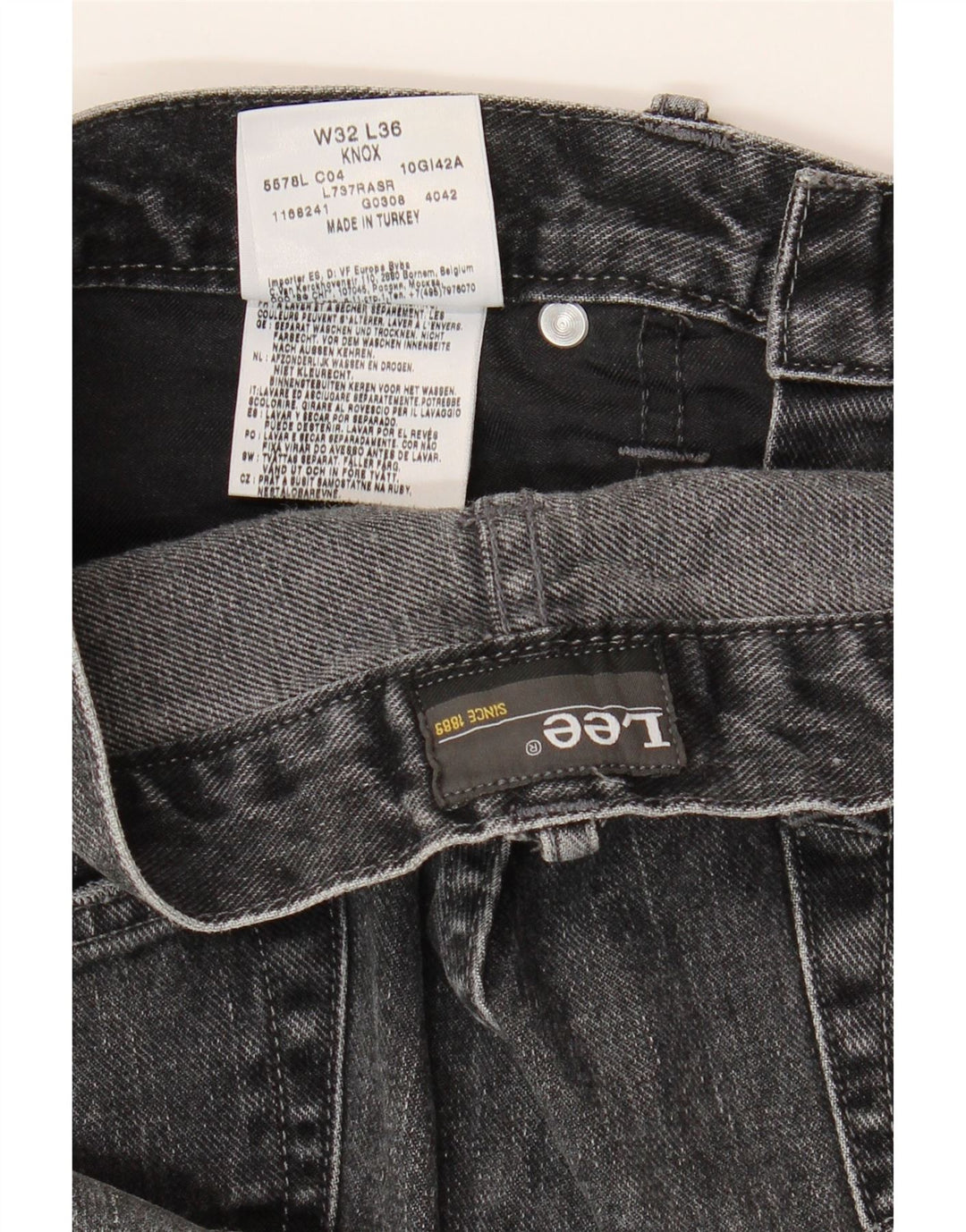 LEE Vaqueros rectos desgastados Knox para hombre W32 L29 Algodón gris