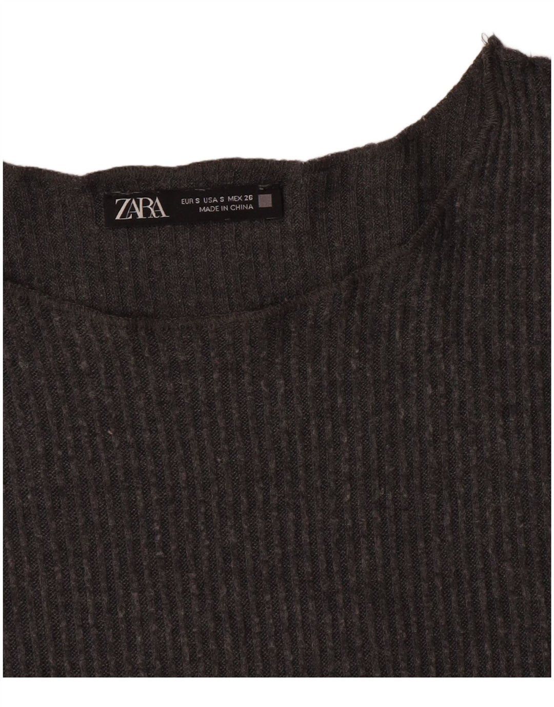 Zara Mujer Top Manga Larga UK 10 Small Gris