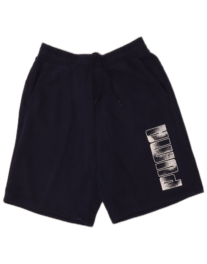 Puma Pantalones cortos deportivos con gráficos para hombre, talla grande, azul marino