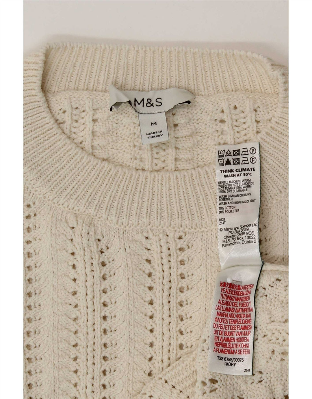 Marks & Spencer Suéter de cuello redondo transparente para mujer UK 44 Medium Be