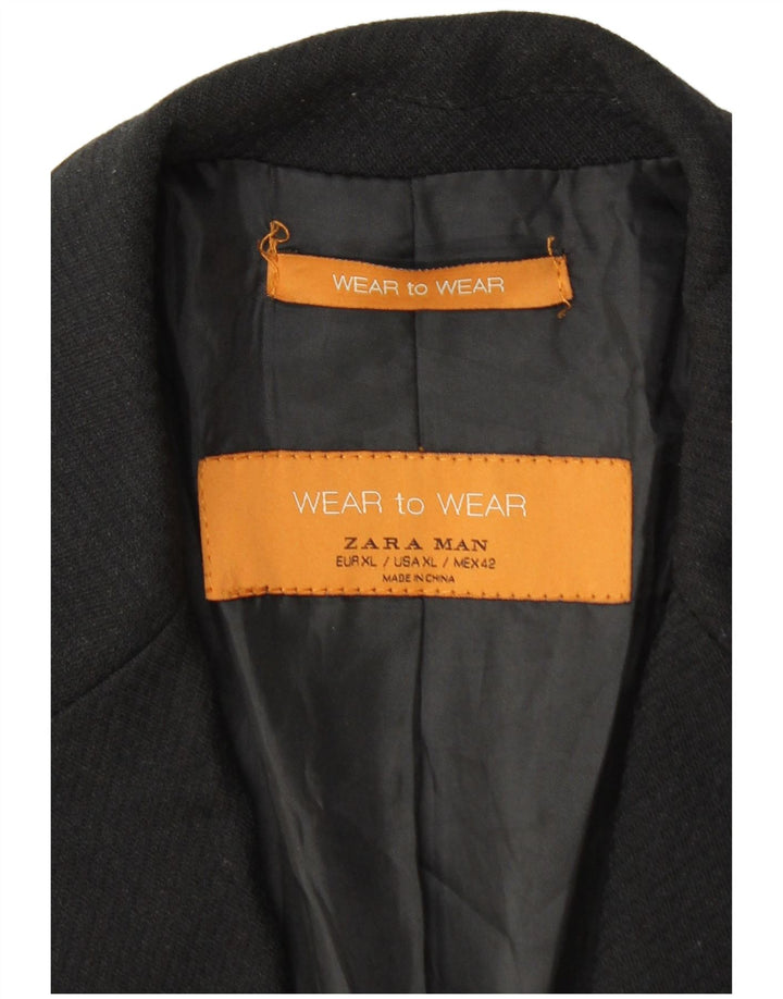 Zara Chaqueta Blazer De 2 Botones Para Hombre UK 42 XL Negro