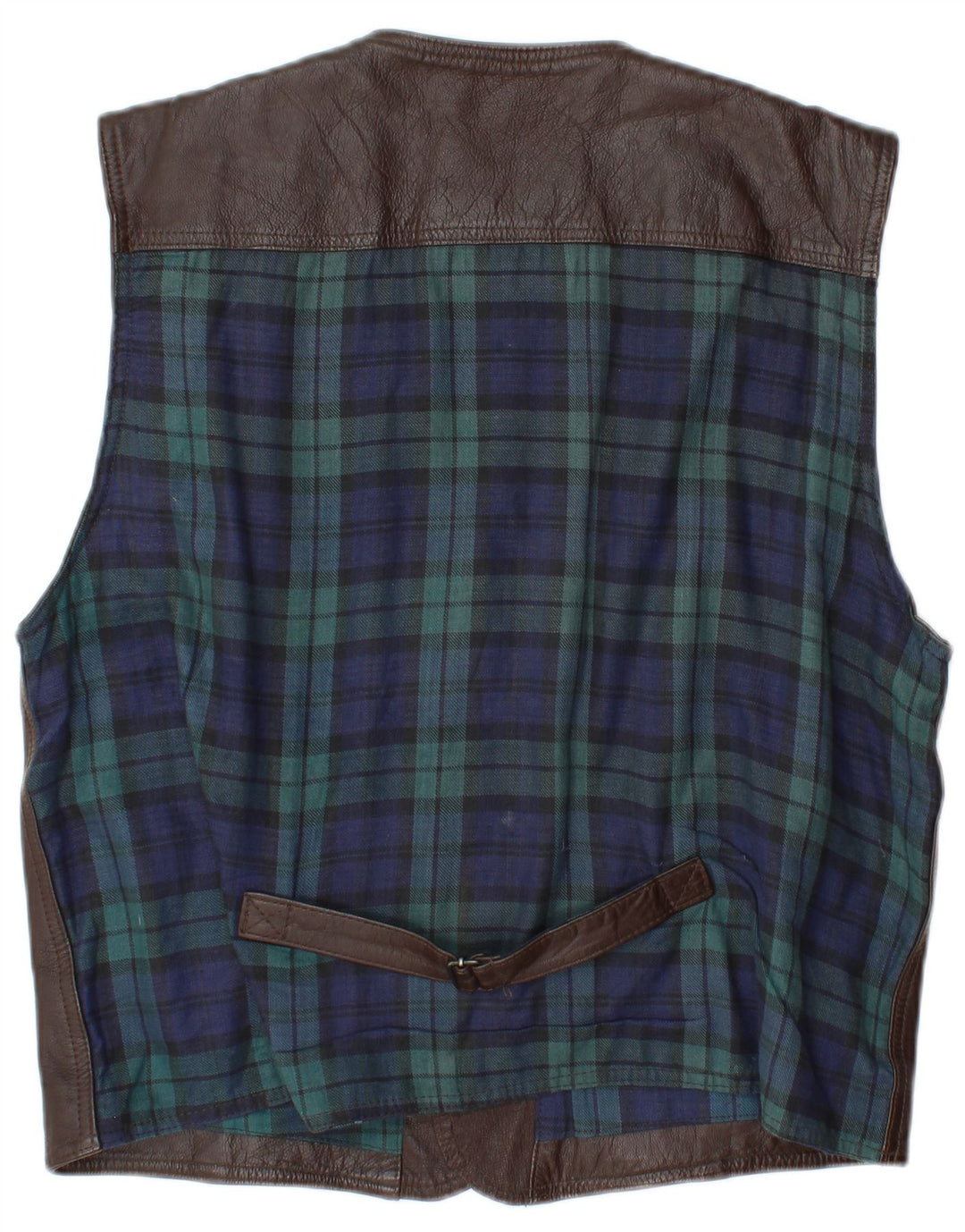 L.O.G.G Chaleco de cuero para hombre XL Cuero a cuadros marrón