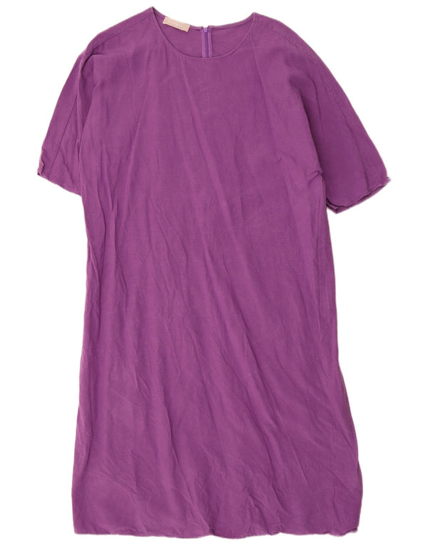 Stefanel Vestido largo extragrande para mujer UK 44 Lyocell morado mediano