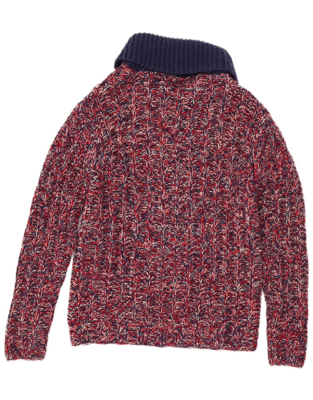 Vintage hombres Cardigan suéter pequeño rojo moteado lana