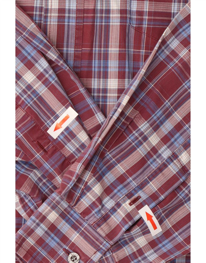 Camisa Lacoste para hombre talla 42 cuadros grandes color burdeos