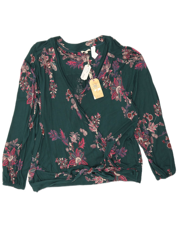 Blusa de manga larga para mujer de Fat Face UK 22 3XL Viscosa floral verde