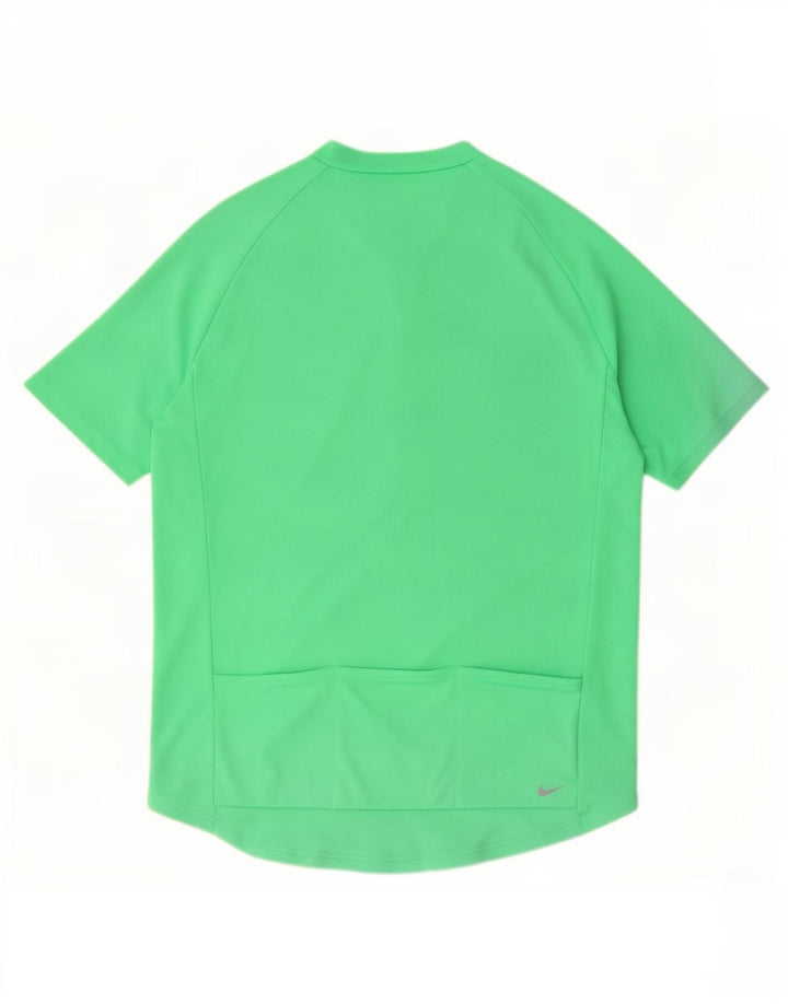Nike Camiseta Dri Fit con cuello y cremallera para hombre, talla grande, poliéster verde